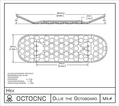 Major diminsions Hex Deck